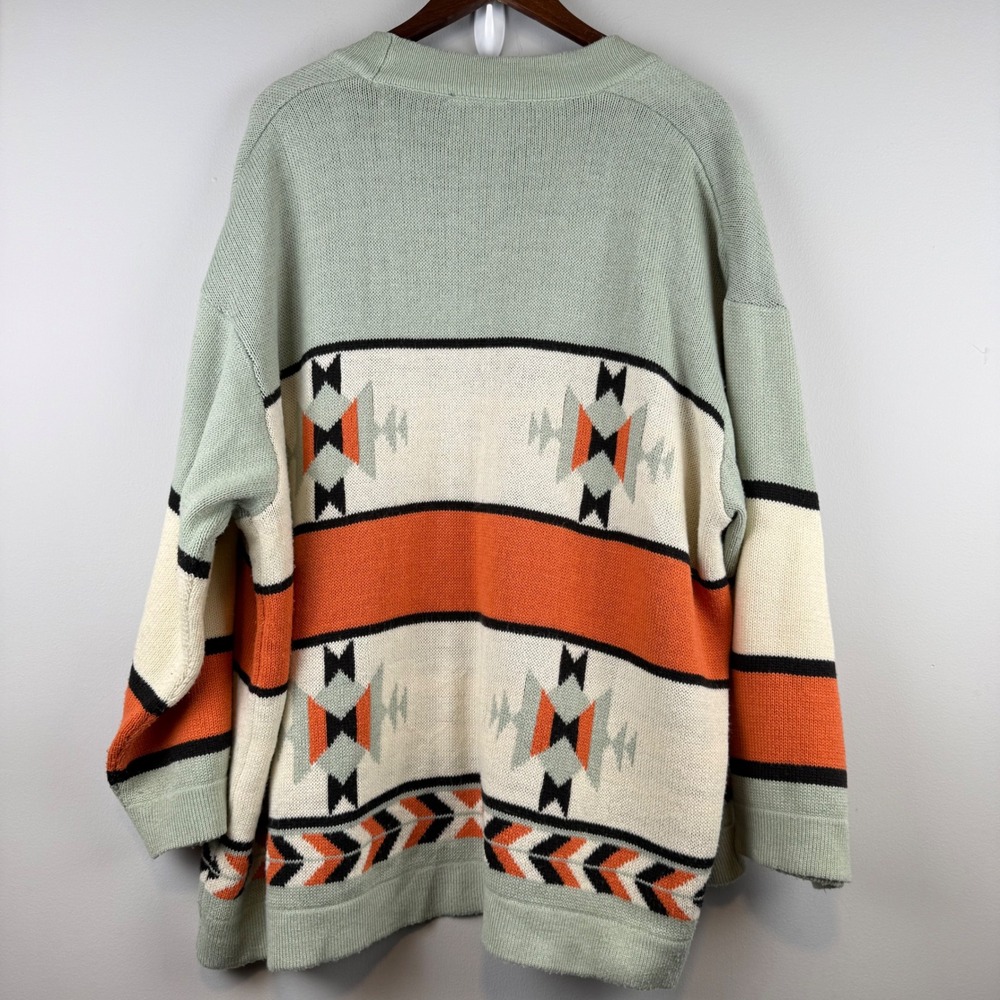 Wrangler Retro Open Knit Cardigan Women XXL Southwestern Cowgirl Cabin Aztec - Picture 2 of 10